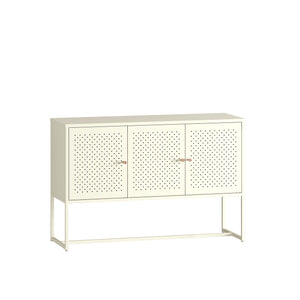 Credenza Viitasaari Mobile Contenitore Stretto a 3 Ante con Ripiani 120 x 40 x 80 cm - Bianco Crema [en.casa]