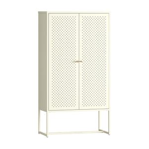 Mobile Contenitore Viitasaari Credenza Alta a 2 Ante e Ripiani 150 x 80 x 40 cm - Bianco Crema [en.casa]