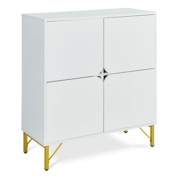 Credenza Reyri Madia Moderna Salvaspazio con 4 Ante 90x80x35 cm Bianco / color Oro [en.casa] 