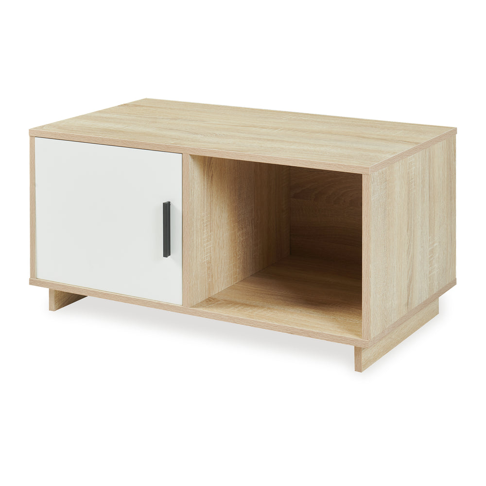 Tavolino Centrale da Salotto Kenta 80x45x40 cm Effeto Rovere Sonoma/Bianco [en.casa]