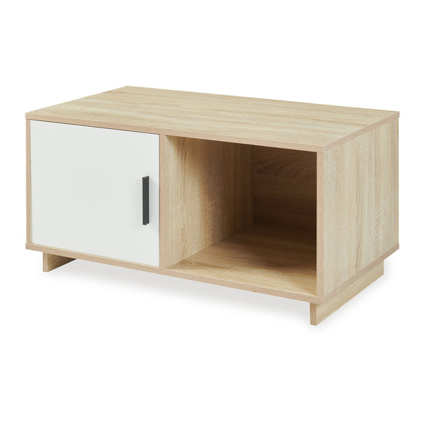 Tavolino Centrale da Salotto Kenta 80x45x40 cm Effeto Rovere Sonoma/Bianco [en.casa]