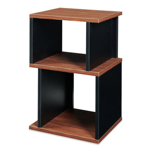 Tavolino Laterale Trond Mobiletto Basso a 2 Scomparti 50 x 33 x 29 cm - Nero/Effetto Noce [en.casa]