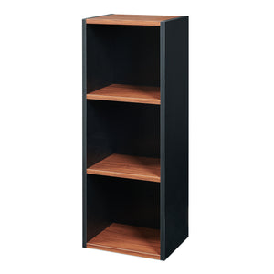 Scaffale da Terra Trond Libreria a 3 Scomparti Aperti 80 x 30 x 23 cm - Nero/Effetto Noce [en.casa]