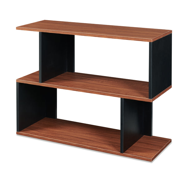 Tavolino Laterale Trond a 2 Scomparti Aperti Mobiletto Multiuso 80 x 29 x 60 cm - Nero/Effetto Noce [en.casa]