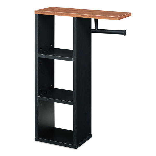 Porta rotolo di carta igienica Trond 60x40x16 cm Nero/effetto noce [en.casa]
