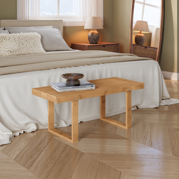 Panca da Ingresso Aarela Seduta in Bambù Naturale 91 x 41 x 38 cm [en.casa]