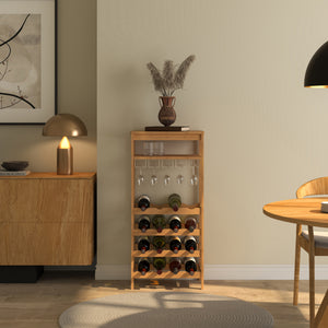 Scaffale Portabottiglie Fillby Cantinetta Vino 100 x 47 x 29 cm in Bambù Naturale [en.casa]