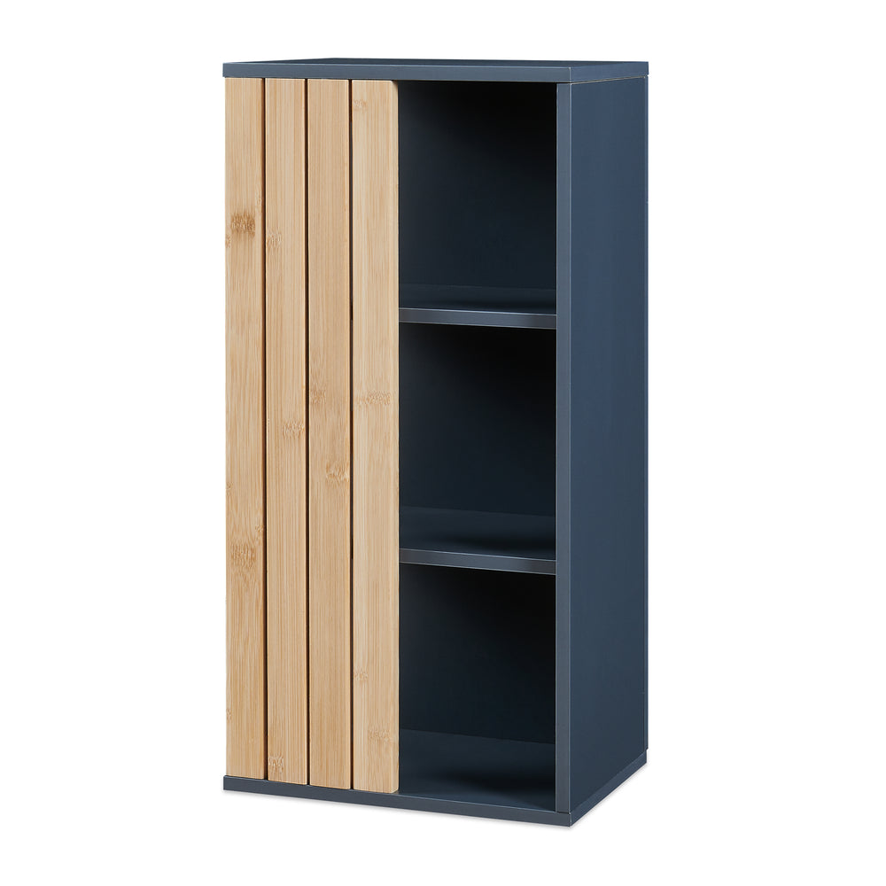 Mobiletto da Muro Svanes per Bagno Pensile con Frontale in Bambù e 3 Ripiani 60 x 30 x 20 cm - Grigio Scuro/ Naturale [en.casa]