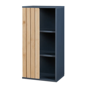 Mobiletto da Muro Svanes per Bagno Pensile con Frontale in Bambù e 3 Ripiani 60 x 30 x 20 cm - Grigio Scuro/ Naturale [en.casa]