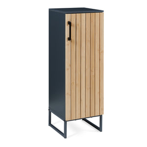 Mobile da Terra Svanes con Anta in Bambù e Ripiani per Bagno 90 x 30 x 30 cm - Grigio Scuro/Naturale [en.casa]