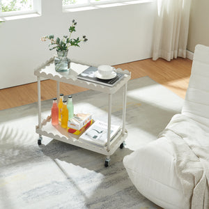 Carrello Portaoggetti Bolmanralu a 2 Ripiani e Rotelle 60 x 61 x 31 cm Struttura in Acciaio - Grigio [en.casa]