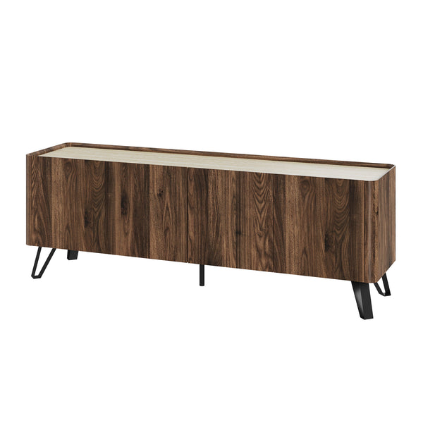 Mobile TV Trorlon 160x40x55 cm effetto noce/travertino [en.casa]