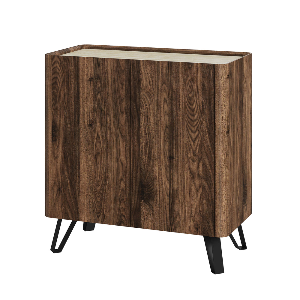 Comò Trorlon 83x80x40 cm effetto noce/travertino [en.casa]