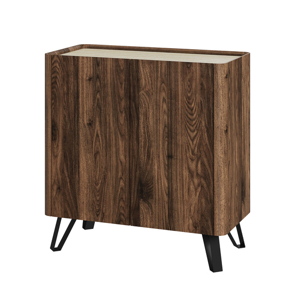 Comò Trorlon 83x80x40 cm effetto noce/travertino [en.casa]