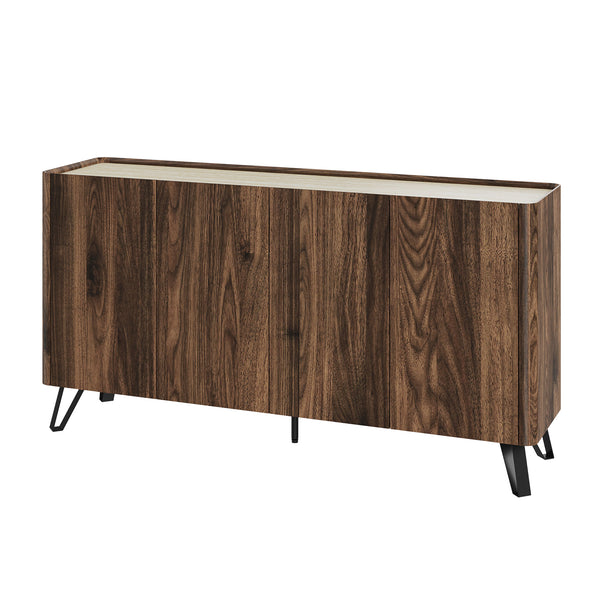 Sideboard Trorlon 160x40x83 cm effetto noce/travertino [en.casa]