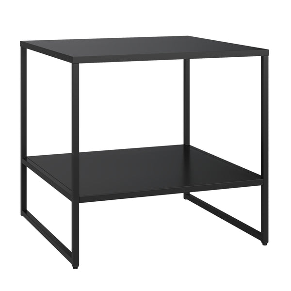 Tavolino laterale Salsnes 53x51x51 cm con ripiano Acciaio Nero [en.casa]