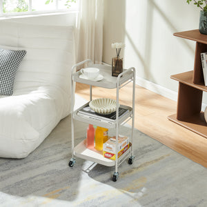 Carrello di Servizio Kelevn Portatutto a 3 Ripiani e Rotelle 67 x 33 x 31 cm in Acciaio - Grigio [en.casa]