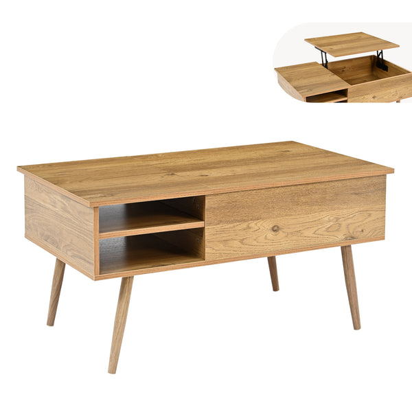 Tavolino da salotto Vasdabod con piano sollevabile 96x59x50 cm effetto quercia [en.casa]