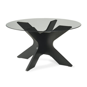 Tavolino Imi con piano in vetro Ø70x35 cm Nero/Grigio [en.casa]
