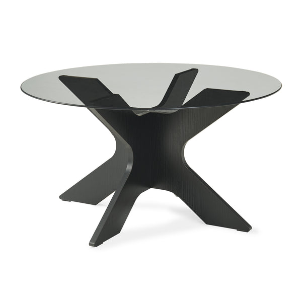Tavolino Imi con piano in vetro Ø70x35 cm Nero/Grigio [en.casa]