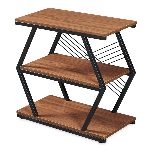 Tavolino Laterale Nolarg a 2 Ripiani 65 x 30 x 61 cm - Nero/Effetto Noce [en.casa]