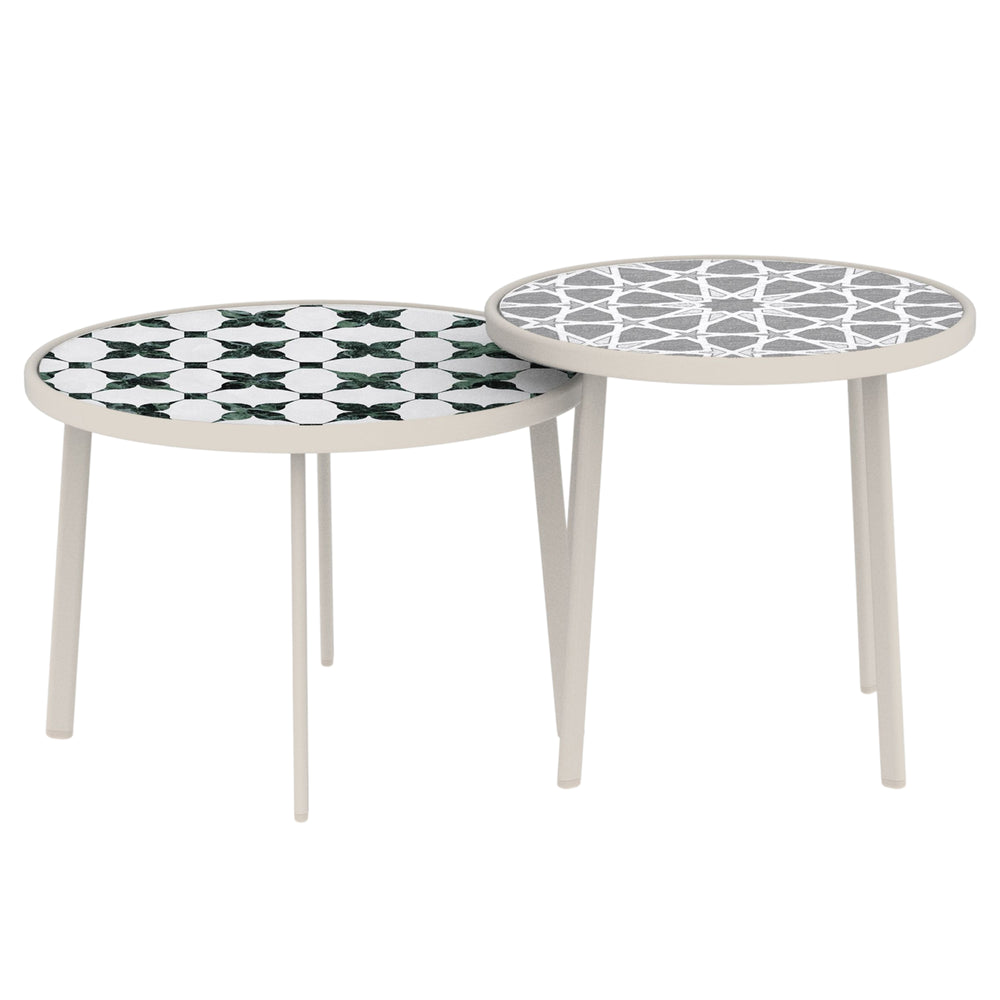 Set Faeto di 2 Tavolini per Esterno con Piano Rotondo in Vetro - Color Champagne casa.pro