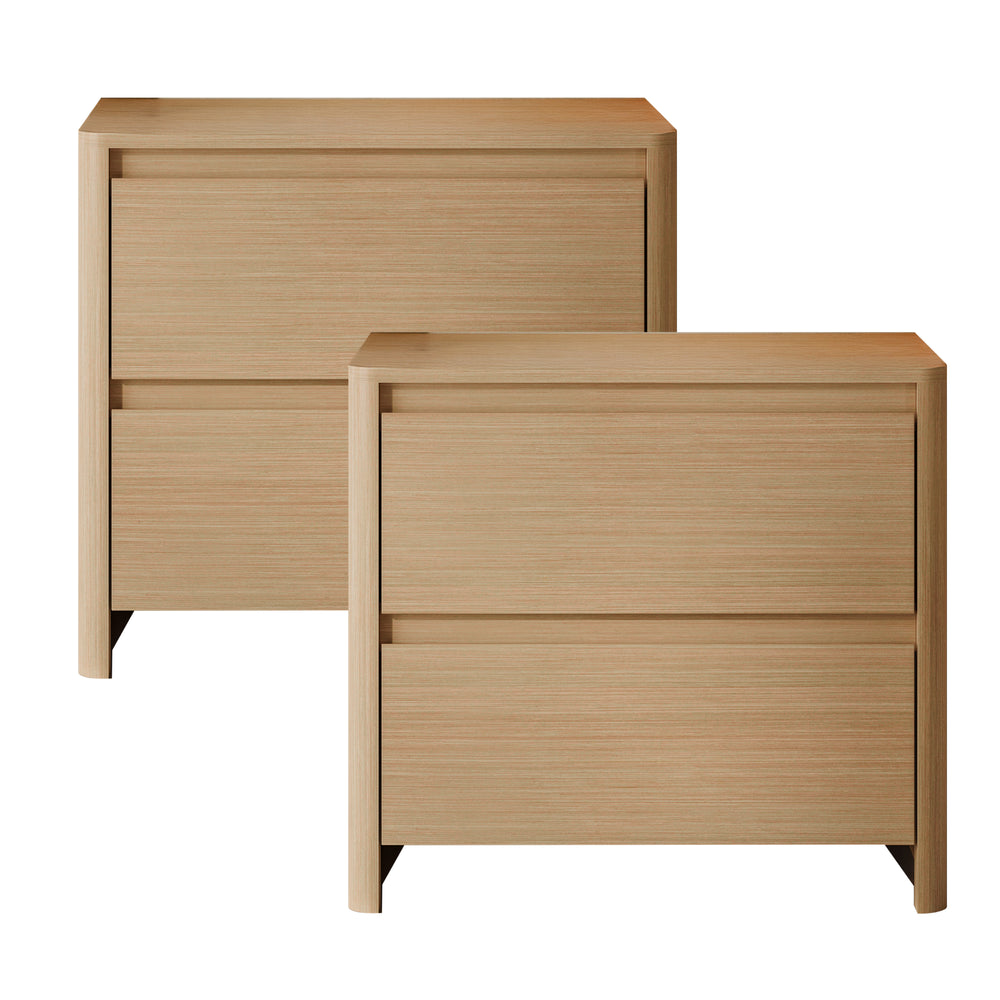 Set di 2 Comodini Takranmaa con 2 Cassetti 54x60x40cm Effetto Rovere [en.casa] 