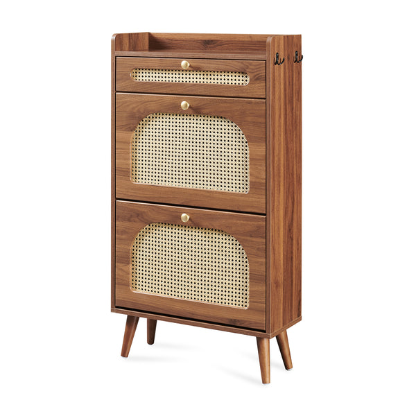 Scarpiera Virievarnu 111x60x24 cm effetto noce [en.casa]