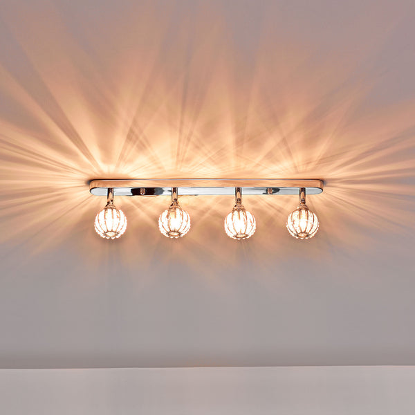 [lux.pro] Lampada da soffitto Diametro: 49cm 4 attacchi G9 con 4 sfere di cristalli artificiali Moderna lampada da soffitto Lampada d'effetto