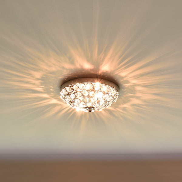 [lux.pro] Plafoniera, lampadario a corona - cromo, cristallo artificiale (2 x base G9)(13xØ30 cm)