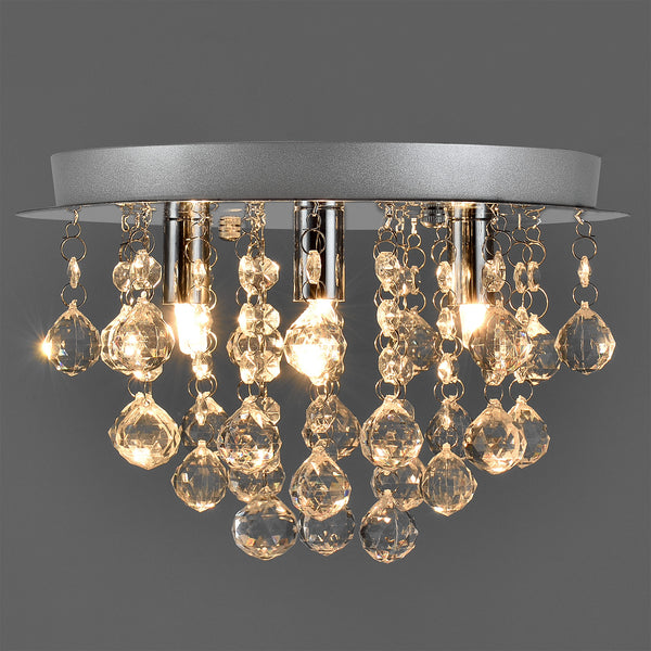 Plafoniera Rotonda Trio con 3 Fonti Luce e Cristalli Artificiali - Cromo/Argento lux.pro 