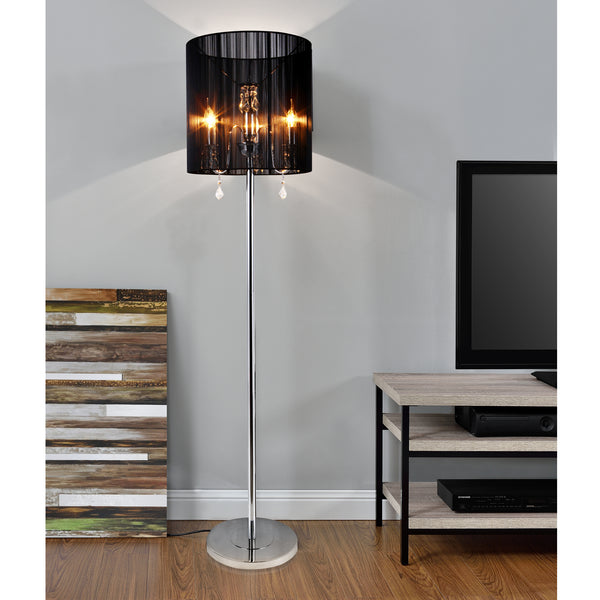 [lux.pro] Lampada da terra - Fabrica - (3 x base E14)(167 cm x Ø 40 cm) lampada a stelo lampada da terra stanza salotto nero
