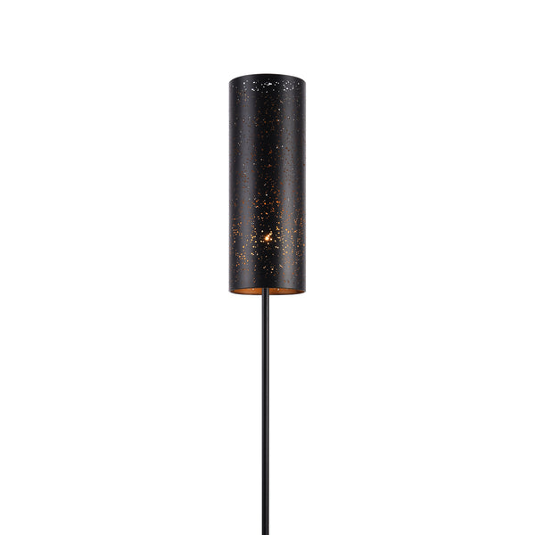 Lampada da terra - Altezza 142 cm - Piantana in Metallo con Paralume Cilindrico con Fori Lampada a Stelo - Nero - lux.pro