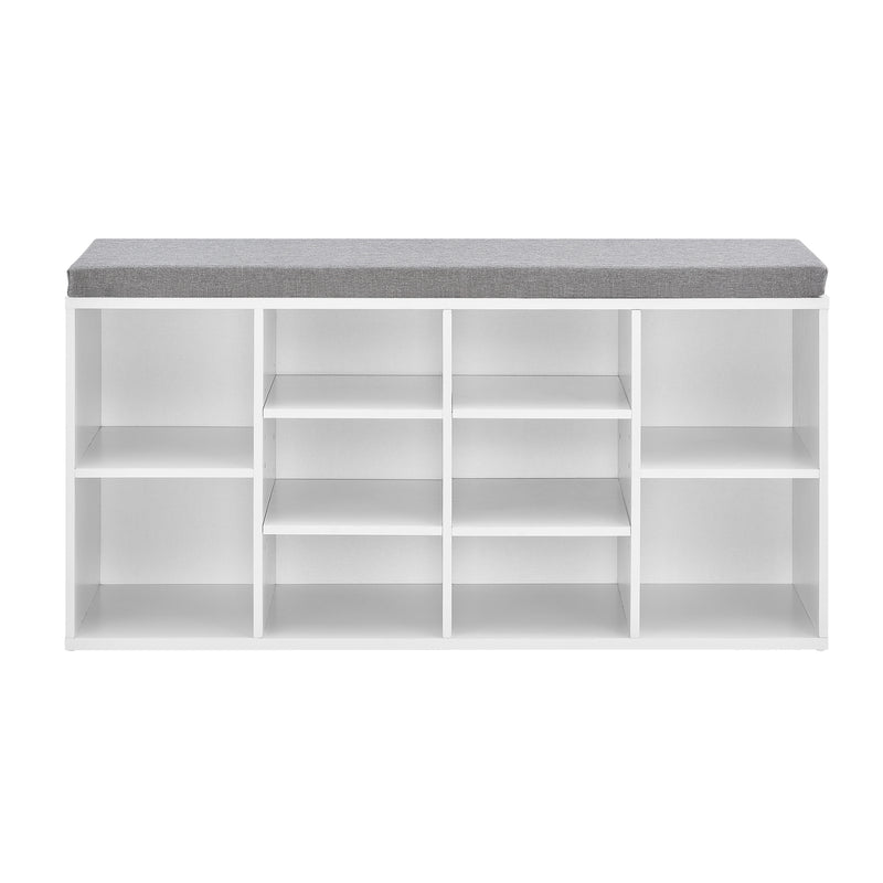 Schizzo in scala Scarpiera con Seduta Imbottita Panca Portascarpe con 10 Vani 103x48x30 cm Bianco [en.casa]