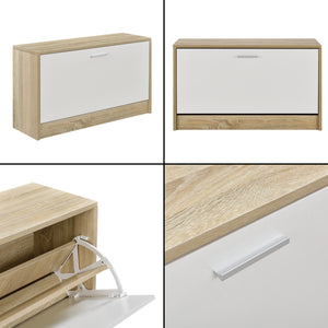[en.casa] Mobile ingresso - Set arredo ingresso - Scarpiera, specchio, appendiabiti - Effetto faggio/bianco