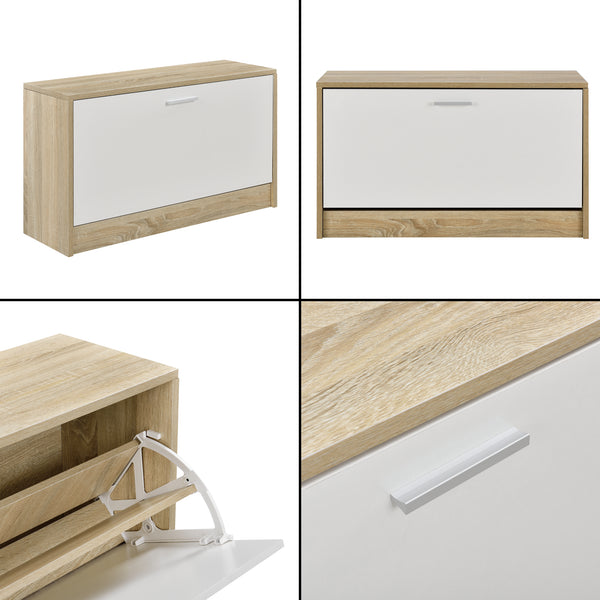 [en.casa] Mobile ingresso - Set arredo ingresso - Scarpiera, specchio, appendiabiti - Effetto faggio/bianco