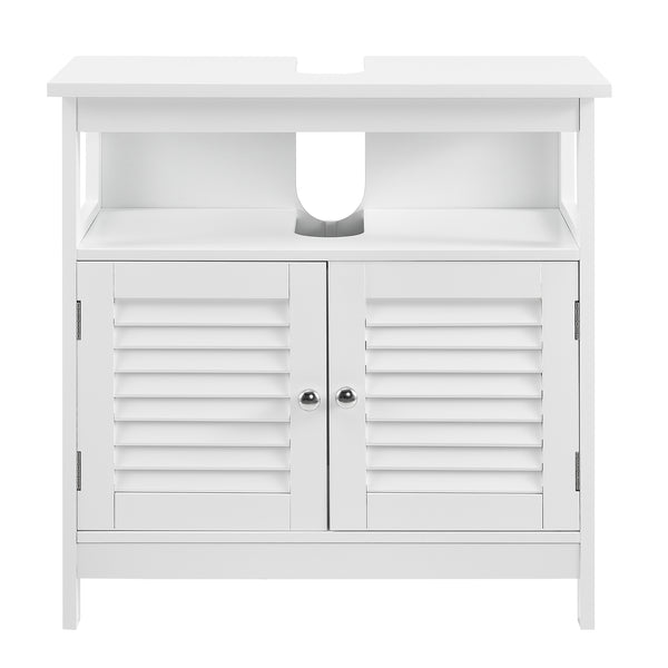 Armadietto Sottolavabo da Bagno a 2 Ante e Scomparto Aperto 60 x 60 x 30 cm - Bianco [en.casa]