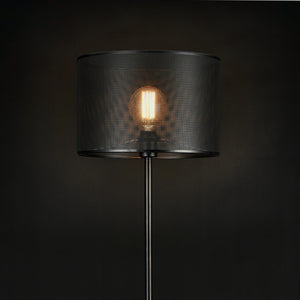 Lampada da Terra Alta 153 cm Piantana Dritta con Paralume Cilindrico Ø35 cm Superficie a Fori Lampada a Stelo in Metallo - Nero - lux.pro