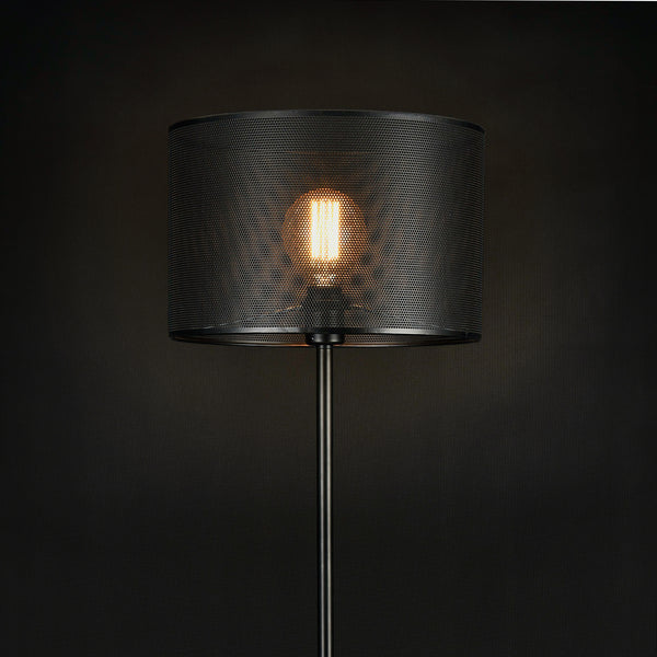 Lampada da Terra Alta 153 cm Piantana Dritta con Paralume Cilindrico Ø35 cm Superficie a Fori Lampada a Stelo in Metallo - Nero - lux.pro