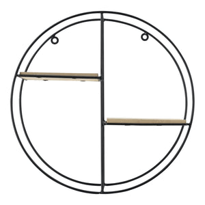 Mensola da parete Lily 35x12x35 cm design rotondo con 2 ripiani nero en.casa