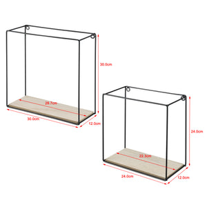 Mensola da parete Eden 30x12x30 cm / 24x12x24 cm set 2 pezzi ripiani nero en.casa