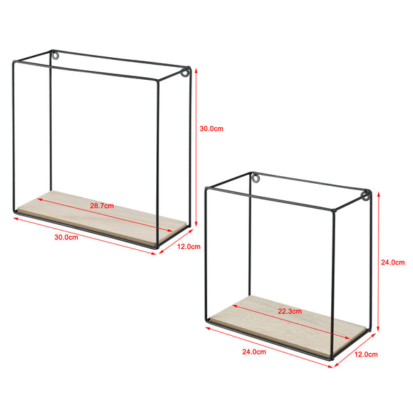 Mensola da parete Eden 30x12x30 cm / 24x12x24 cm set 2 pezzi ripiani nero en.casa