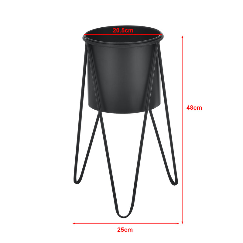 Schizzo in scala Set Hedera di 2 Supporti per Piante con Coprivaso in Metallo - Nero [en.casa] 