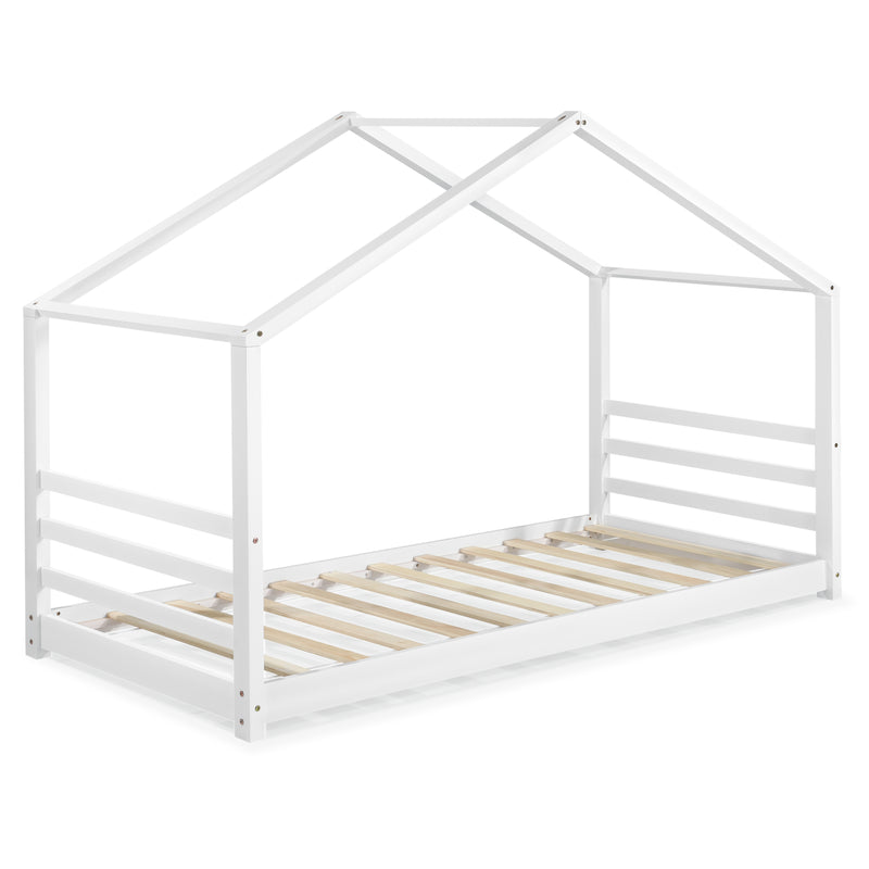 Schizzo in scala Letto a Casetta per Cameretta Vardø con Materasso 90x200 cm Bianco [en.casa]
