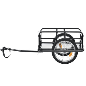 Rimorchio Cargo per Bicicletta 130 x 72 x 49 cm Carrello Trasporto per Bici con Telaio in Acciaio Carico Max. 40 kg - Nero