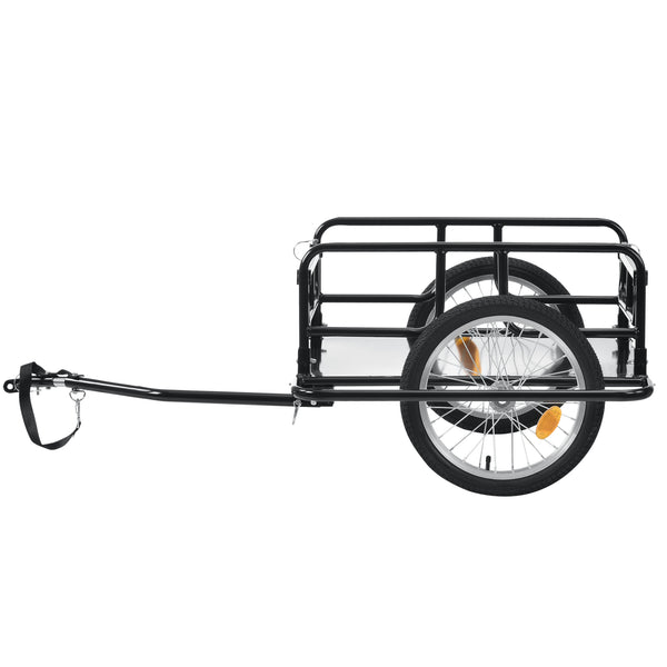Rimorchio Cargo per Bicicletta 130 x 72 x 49 cm Carrello Trasporto per Bici con Telaio in Acciaio Carico Max. 40 kg - Nero