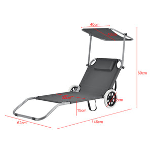 Lettino prendisole Falun con tetto e ruote Antracite casa.pro