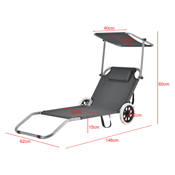 Set da 2 lettini prendisole Falun con tetto e ruote grigio antracite casa.pro