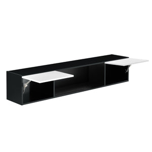 Hängeboard Thabong 150x30x30 cm con illuminazione LED Nero/Bianco en.casa