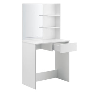 Toeletta Rustenburg 141x75x40 cm con specchio e cassetto Bianco en.casa